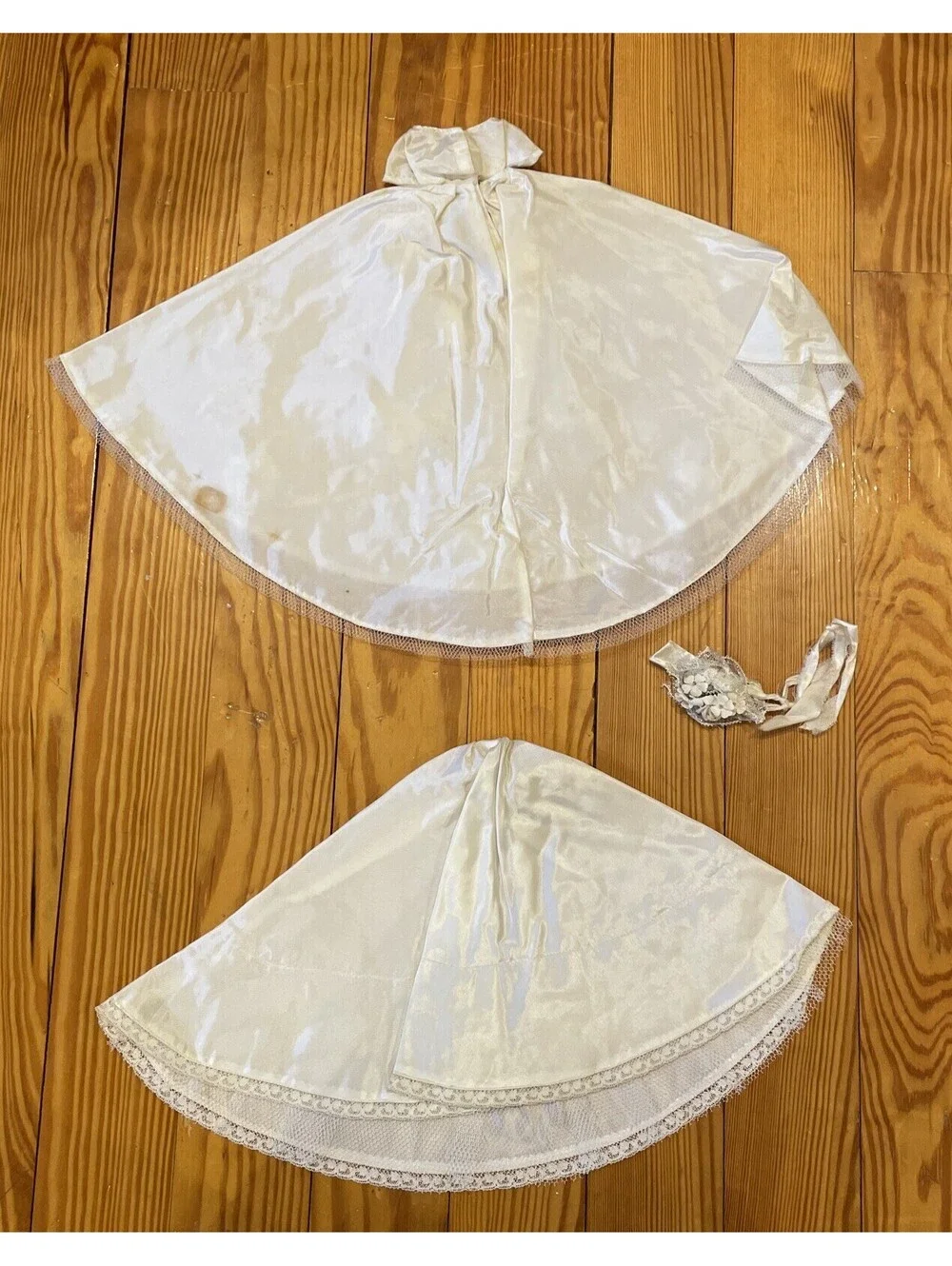 VTG 1960s Barbie Handmade Wedding Dress Faux Pearls, Veil, Slip,